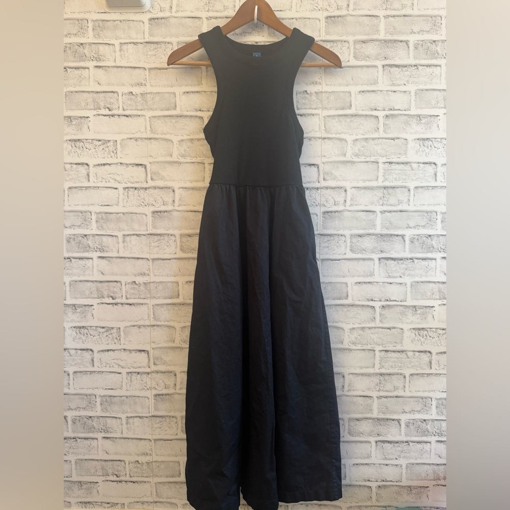 Old Navy black fit & flare combination midi dress sleeveless small - Picture 2 of 5